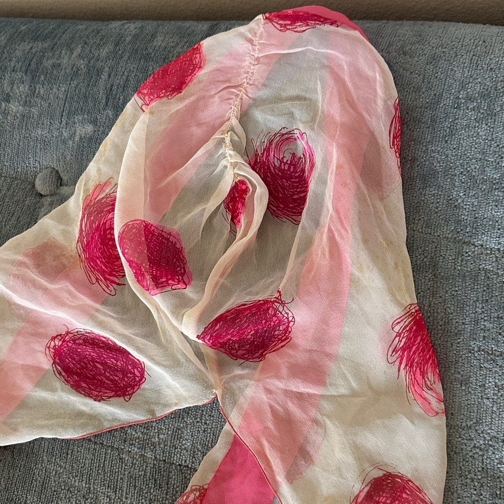 Vintage 60’s Vera Pink Design Silk Head Scarf - Picture 3 of 9
